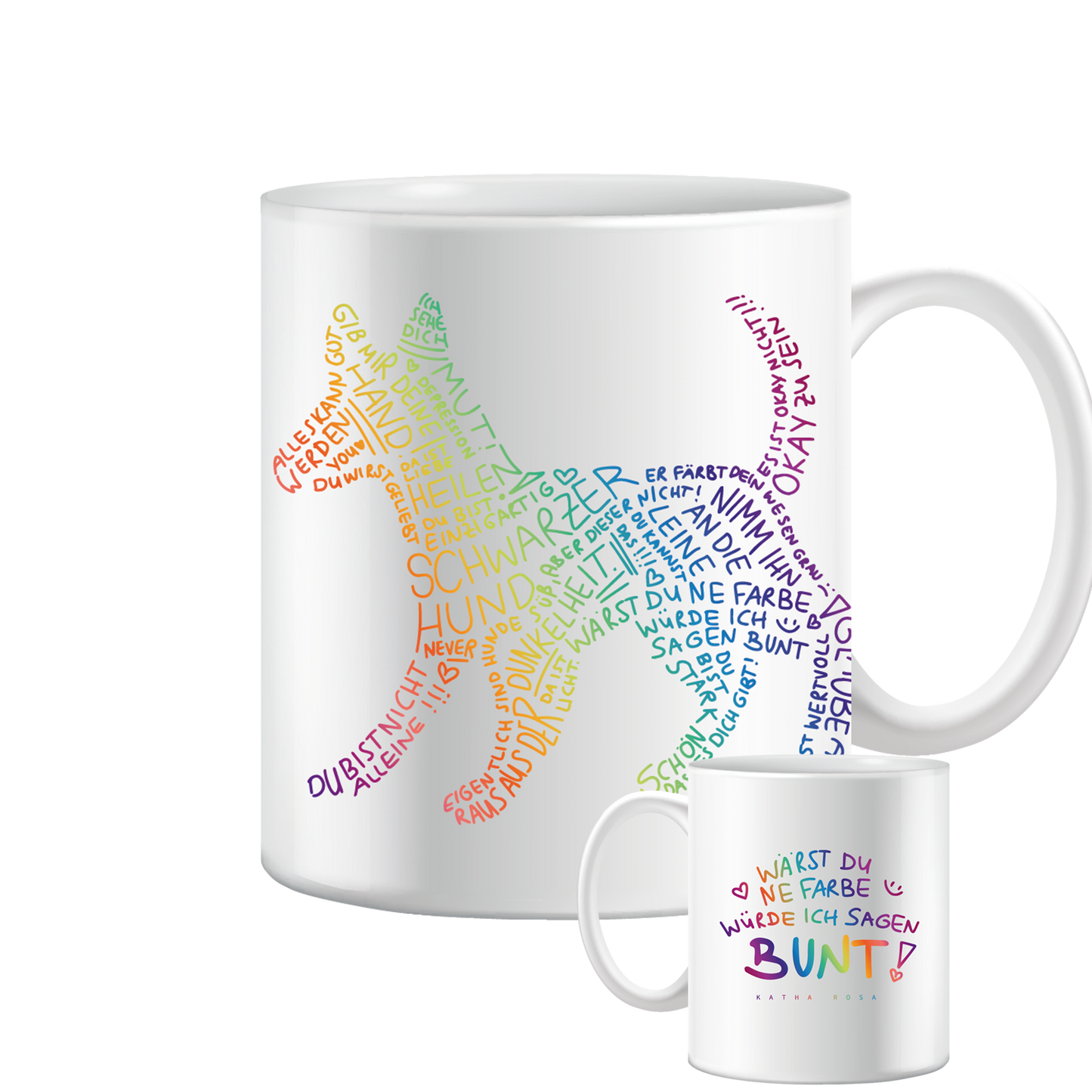 Schwarzer Hund - Bunt - Tasse