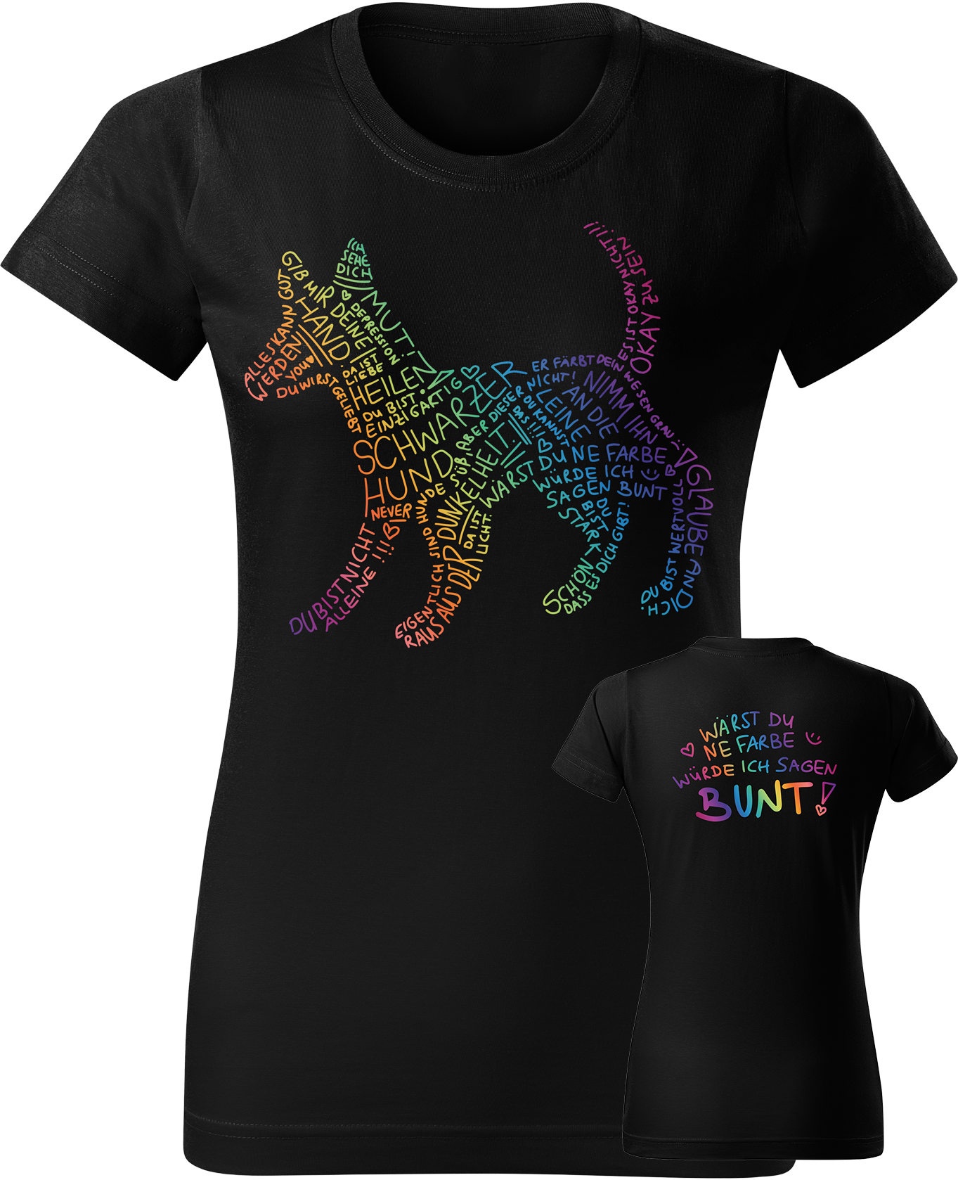 Schwarzer Hund - Bunt - T-Shirt