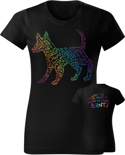 Schwarzer Hund - Bunt - T-Shirt