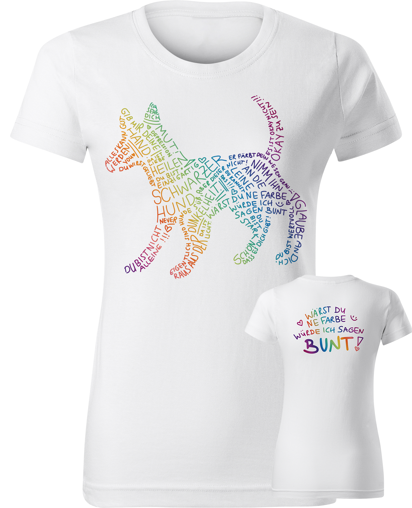 Schwarzer Hund - Bunt - T-Shirt