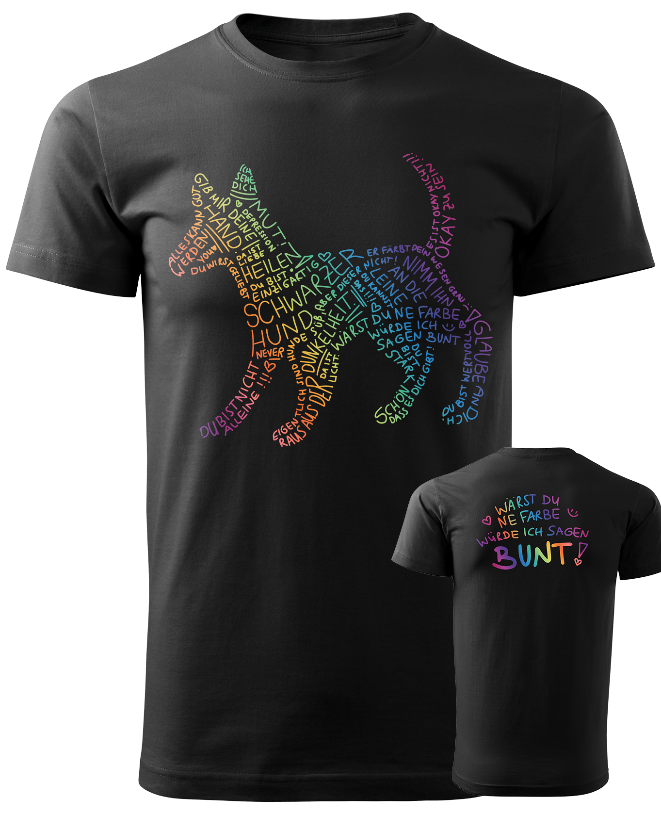 Schwarzer Hund - Bunt - T-Shirt