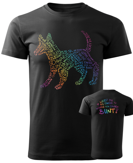 Schwarzer Hund - Bunt - T-Shirt