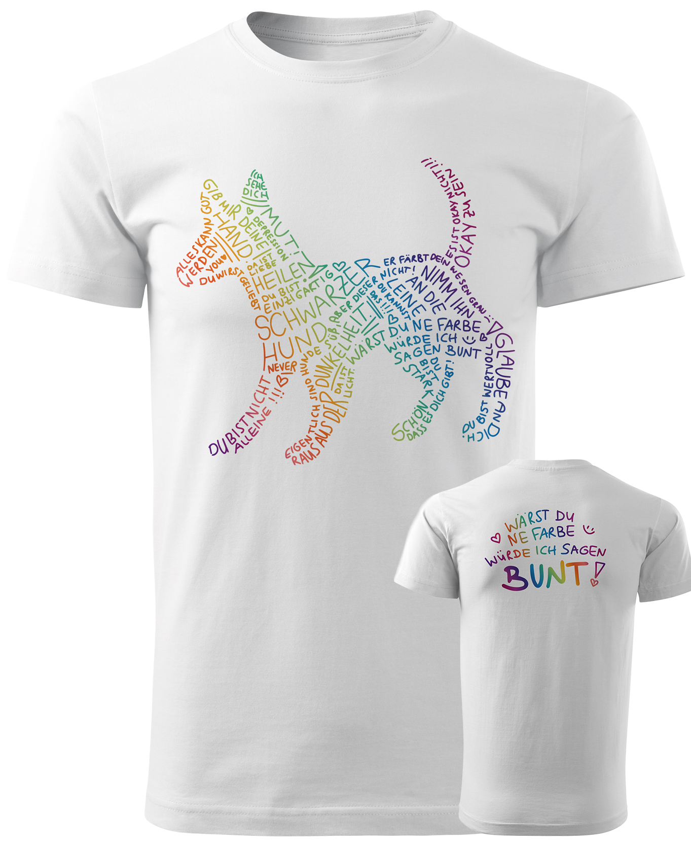 Schwarzer Hund - Bunt - T-Shirt