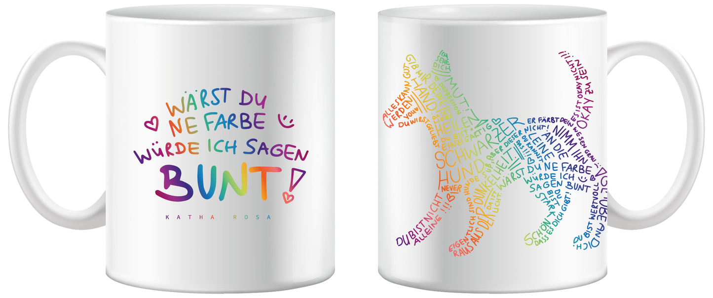 Schwarzer Hund - Bunt - Tasse