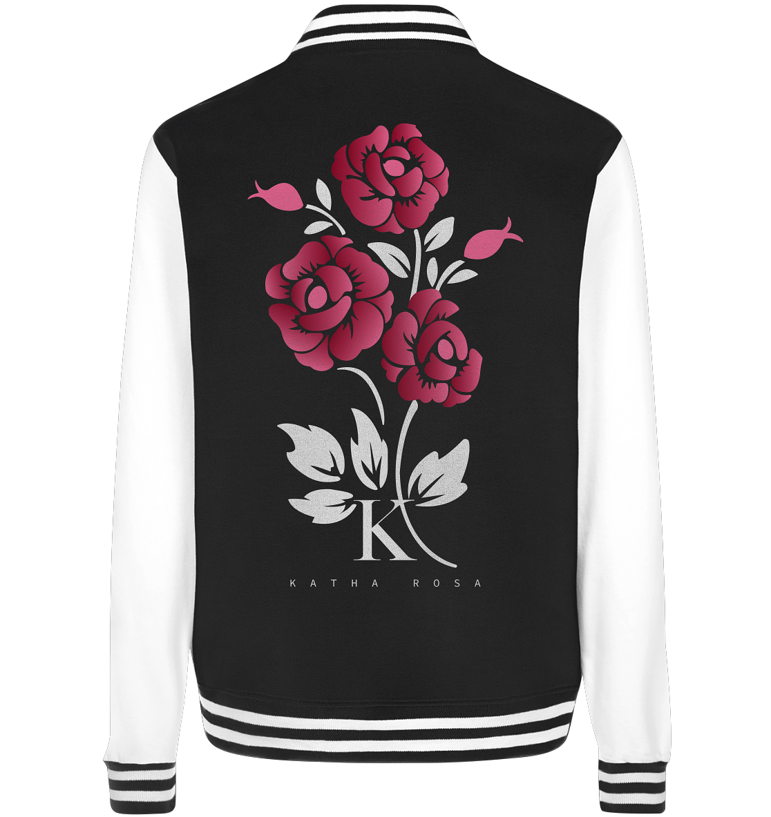 College Jacke mit Rosenmotiv