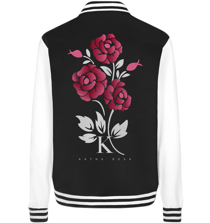 College Jacke mit Rosenmotiv