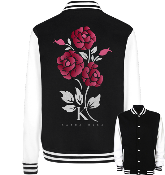 College Jacke mit Rosenmotiv
