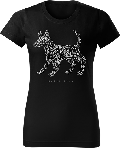 Katha Rosa - Schwarzer Hund - T-Shirt