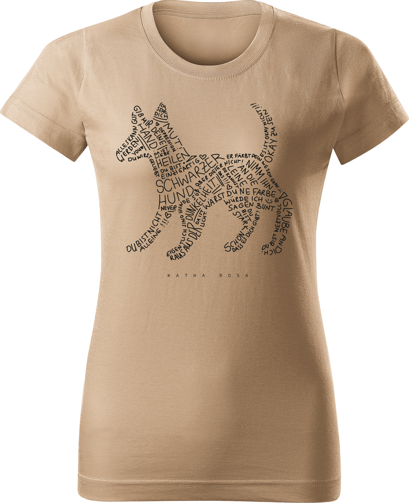 Katha Rosa - Schwarzer Hund - T-Shirt