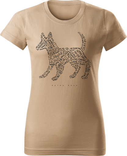 Katha Rosa - Schwarzer Hund - T-Shirt