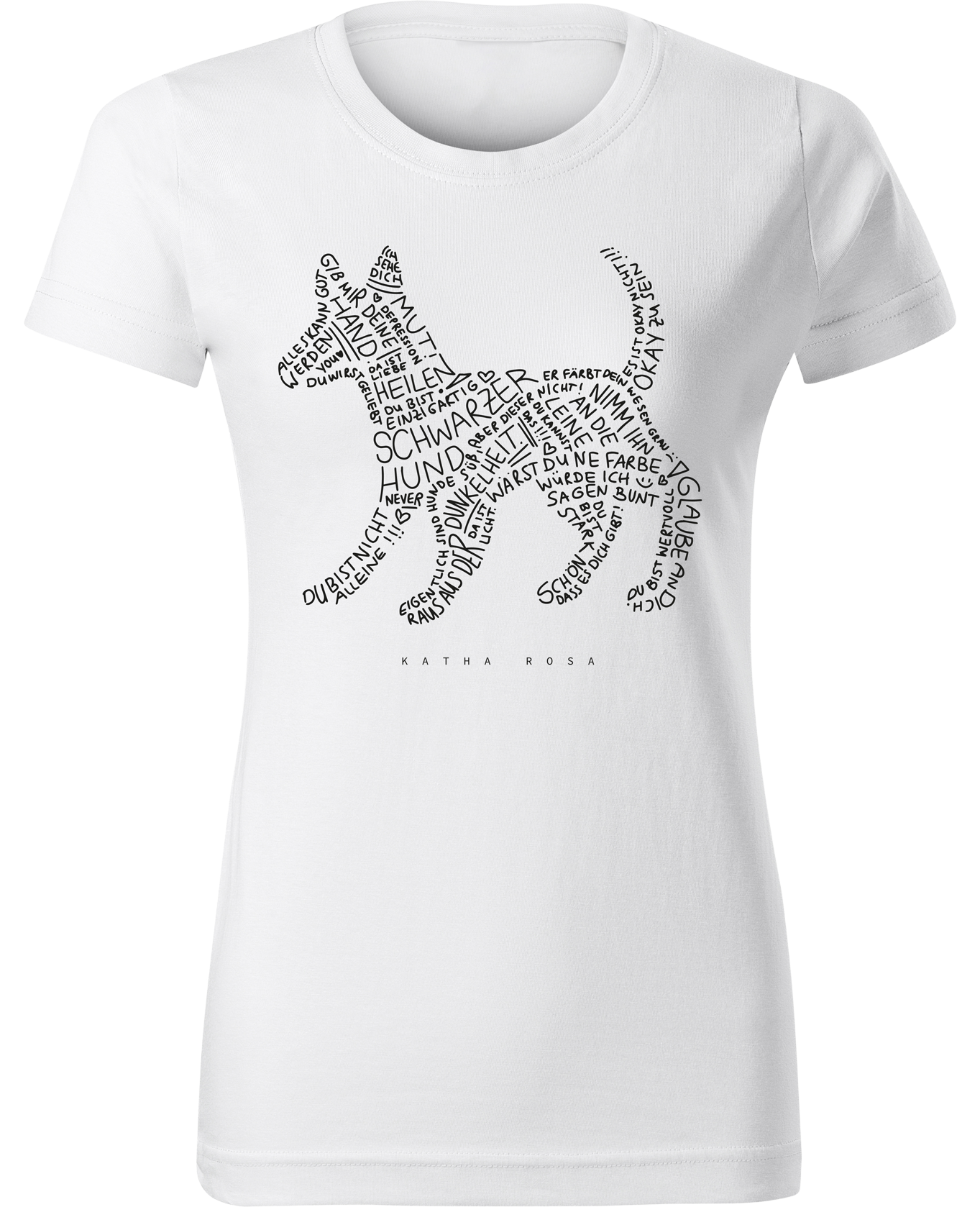 Katha Rosa - Schwarzer Hund - T-Shirt