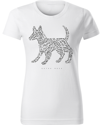 Katha Rosa - Schwarzer Hund - T-Shirt