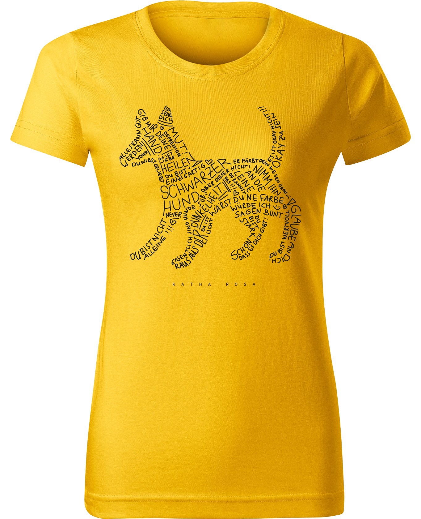 Katha Rosa - Schwarzer Hund - T-Shirt