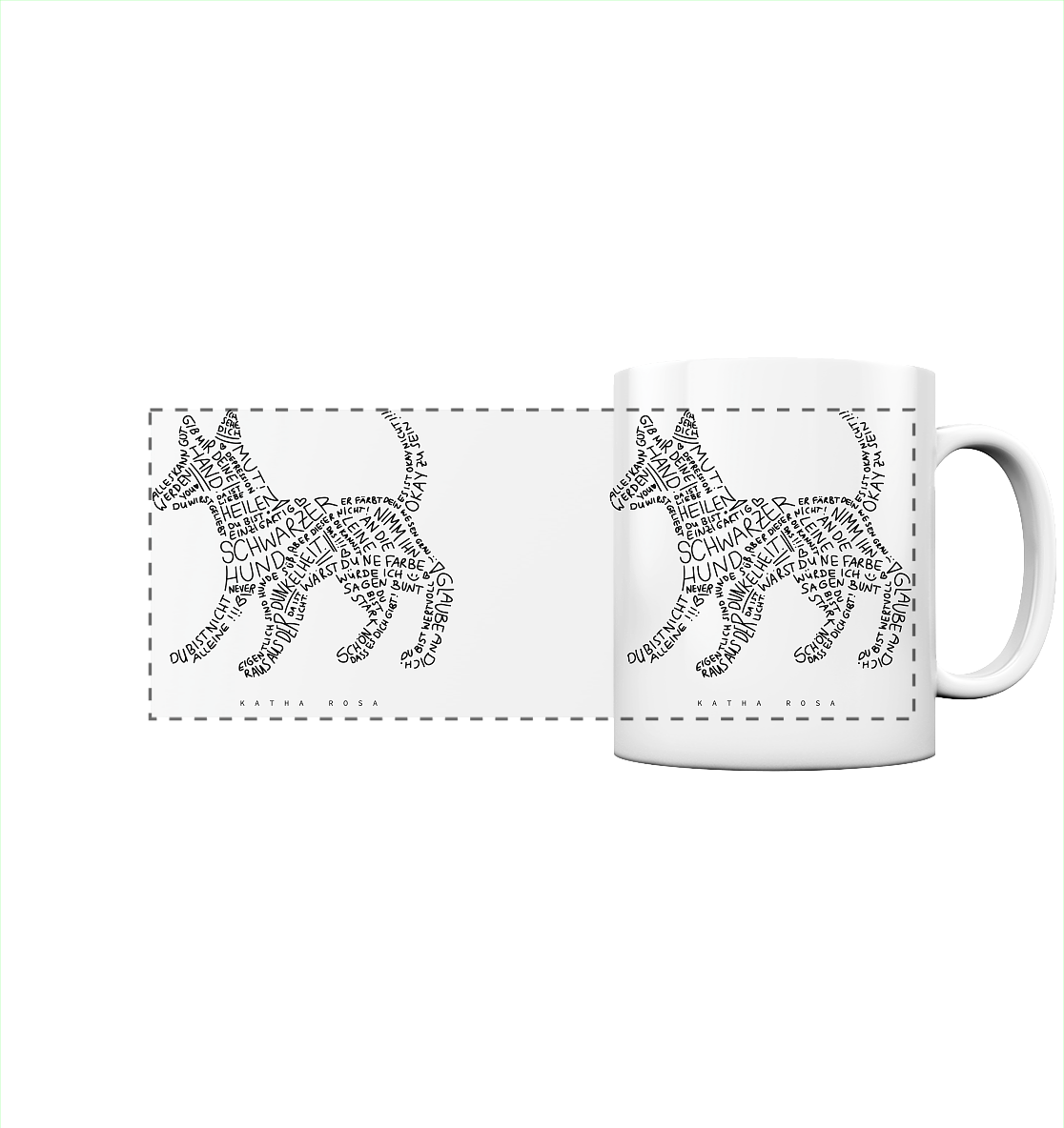 Schwarzer Hund - Panorama Tasse