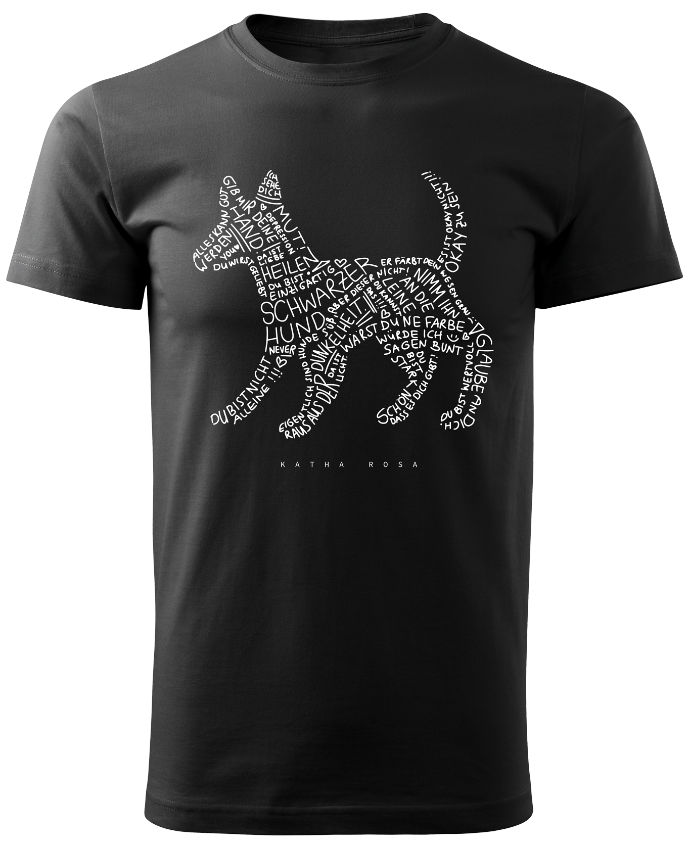 Katha Rosa - Schwarzer Hund - T-Shirt