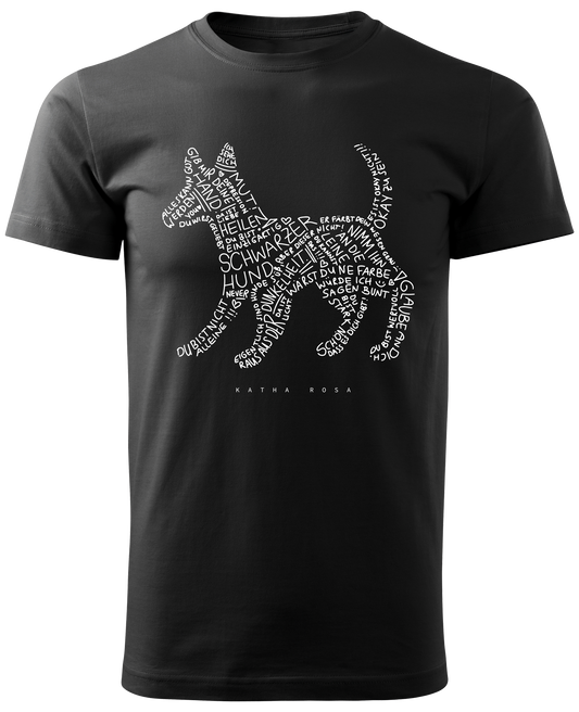 Katha Rosa - Schwarzer Hund - T-Shirt