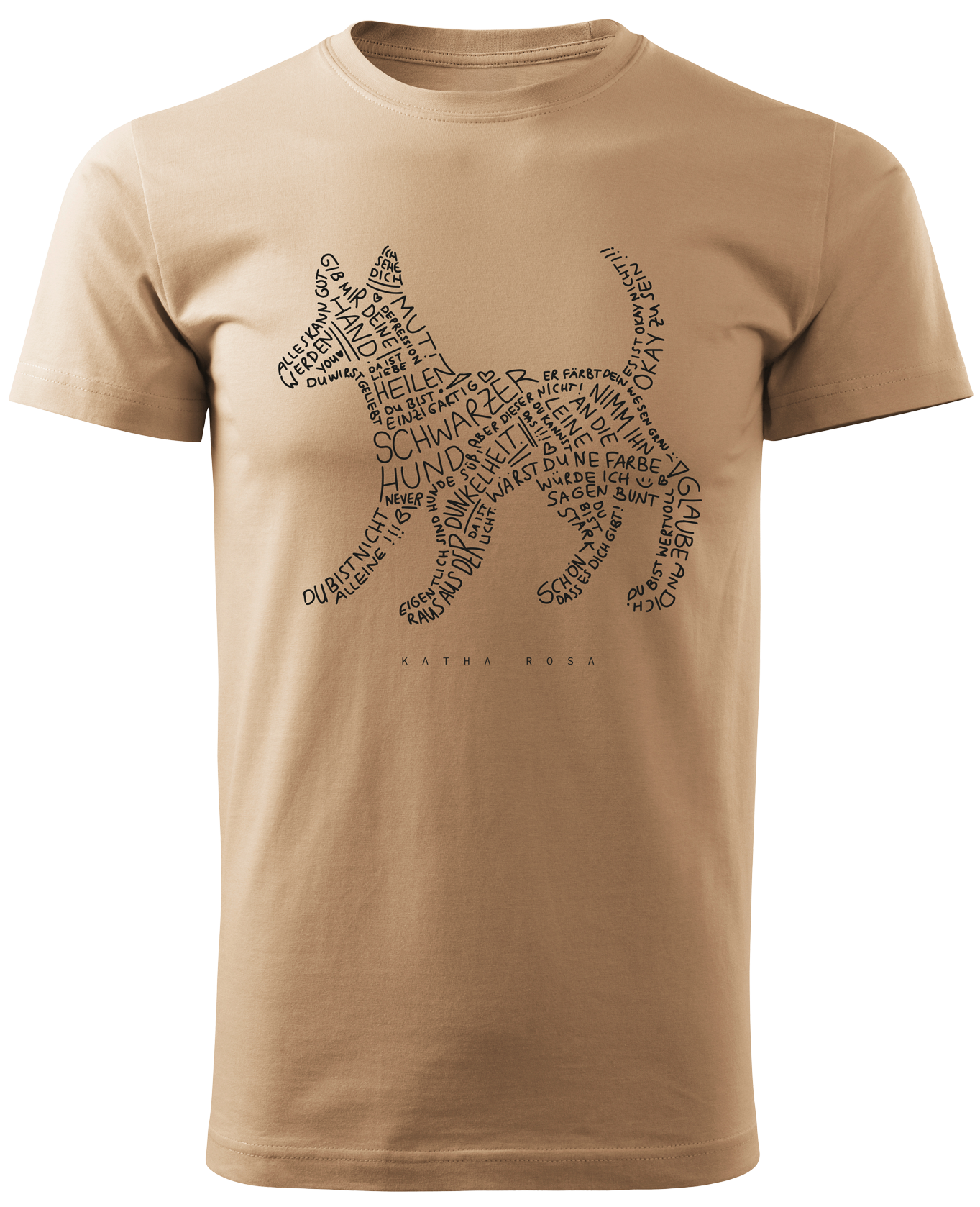 Katha Rosa - Schwarzer Hund - T-Shirt