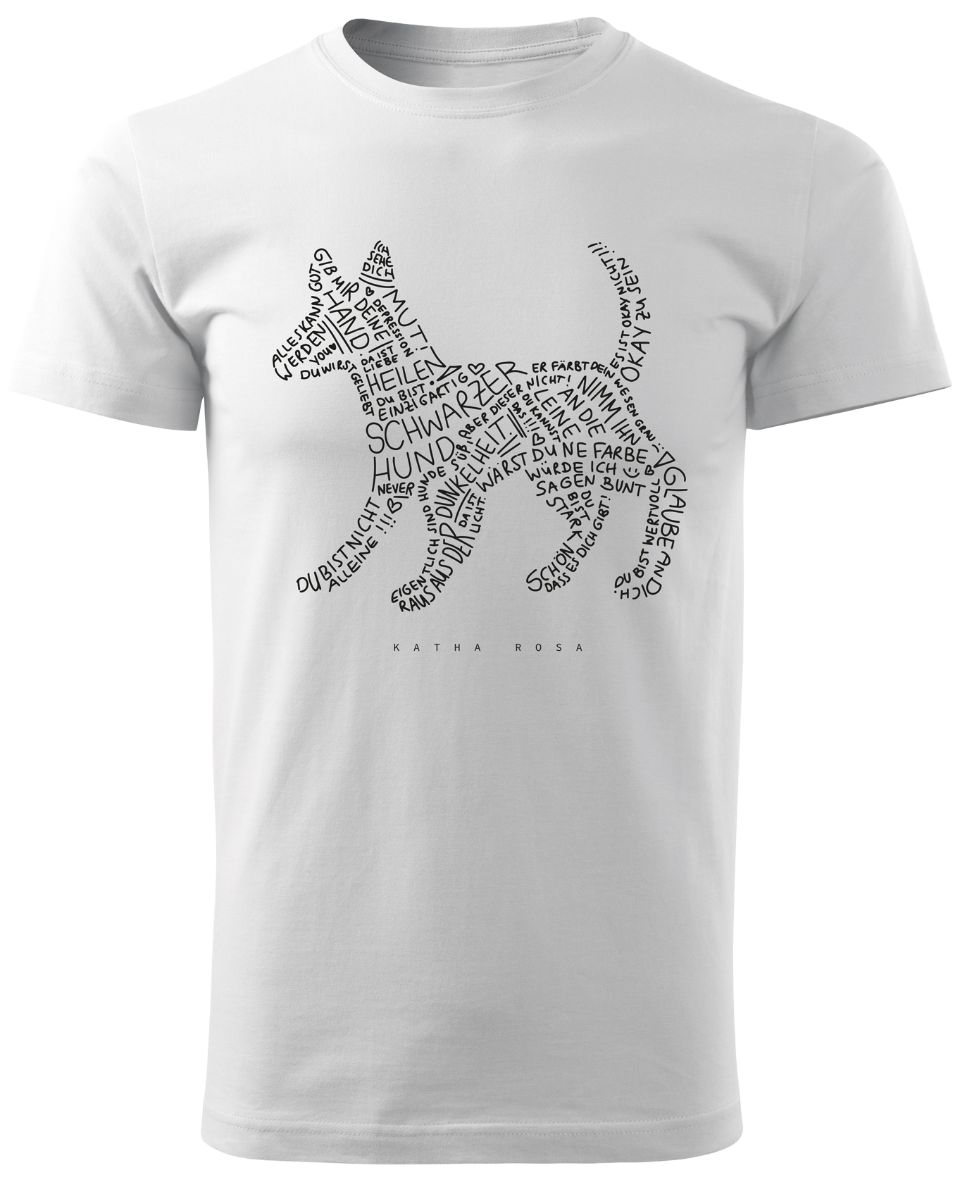Katha Rosa - Schwarzer Hund - T-Shirt