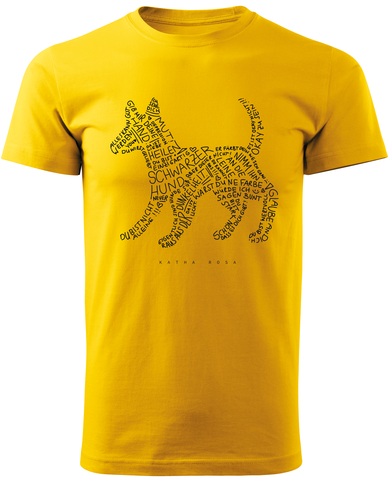 Katha Rosa - Schwarzer Hund - T-Shirt