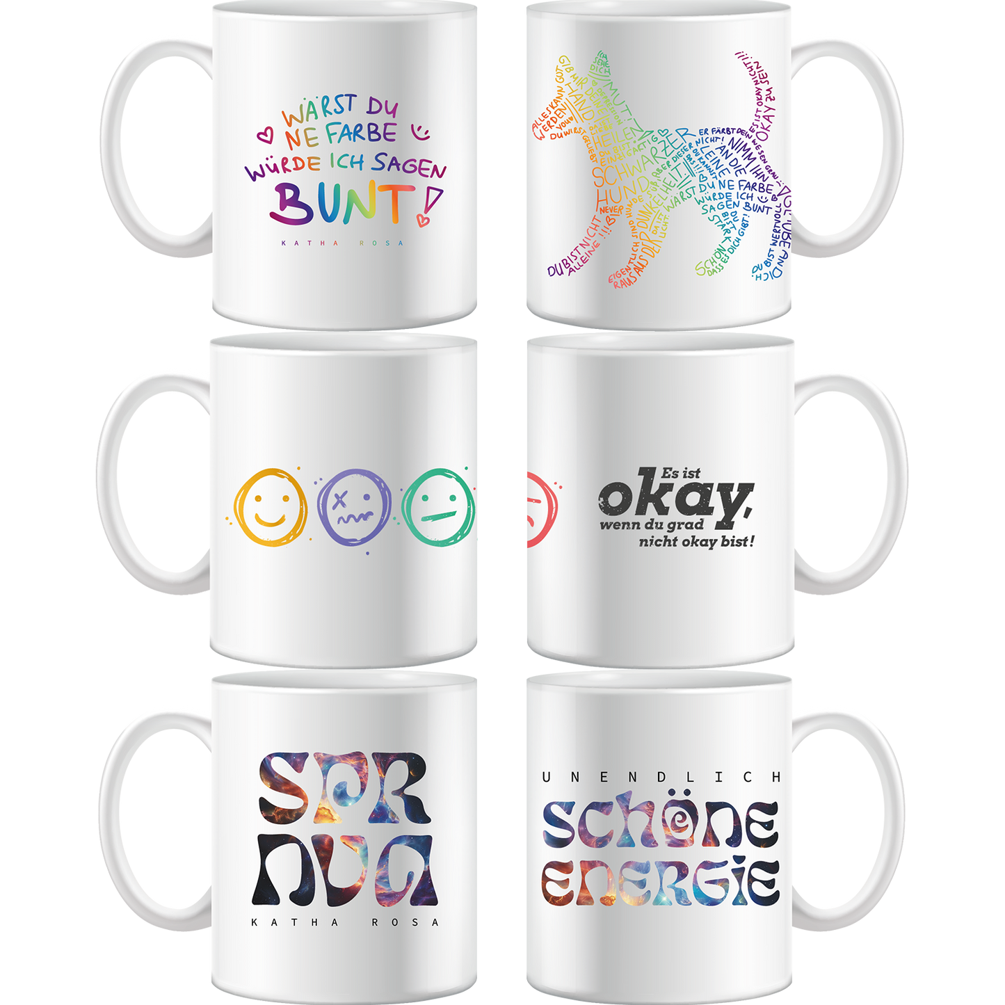 Katha Rosa Frühstücks-Dreier -  3 Tassen